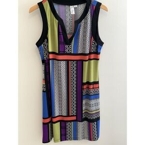 Emma & Michelle Sleeveless  Sheath V-Neck Black Trim Dress Size Large